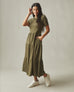 Women's Premium Slub Tiered Dress - Washed Olive